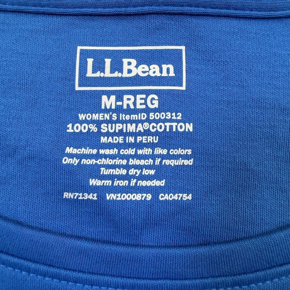 NWOT LL Bean Pima Cotton Shaped Tee Womens M Blue 3/4 Sleeve Jewelneck - Picture 6 of 8